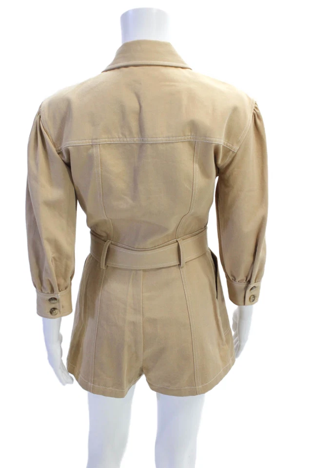 Mameluco Intermix Mujer Algodón Cuello Manga Larga Cinturón Cremallera Beige Talla 2 Foto 3 de 4