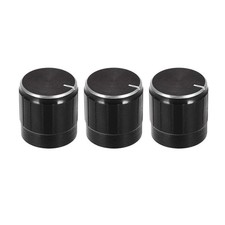 3pcs Potentiometer Knob Knurled Shaft Black Aluminum 6mm Shaft Dia. Rotary Kn...