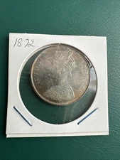 1872 One Rupees British India Victoria Silver Coin .
