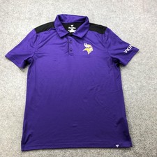 Minnesota Vikings Polo Shirt Mens Large Purple Black NFL Football Short Sleeve