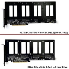  PCI-E 5.0 X16 To 4-Port U.2/E1.S/E3.S Hard Drive Split Adapter Expansion Card