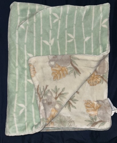 Cupcakes and Cashmere Koala Bear Green Baby Blanket Bamboo Leaves Soft Plush