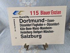 Zuglaufschild: EC 115 Blauer Enzian - Dortmund - Essen - Salzburg - 30cm x 21cm
