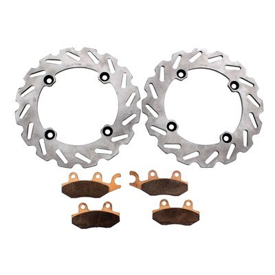 Front RipTide Brake Rotors Discs and Brake Pads fits 2013 Can-Am Maverick 1000R