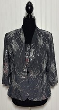 Alex Evenings Petite Jacket and Scoop Tank Top Twinset Women Size MP Gray Silver