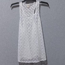 Arizona Jean Co Dress Juniors Large White Lace Chevron Sheer Tank Short Summer