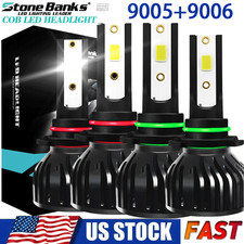 9005 9006 LED Combo COB LED Headlight Kit 360000LM Light Bulbs Hi/Low Beam 6000K