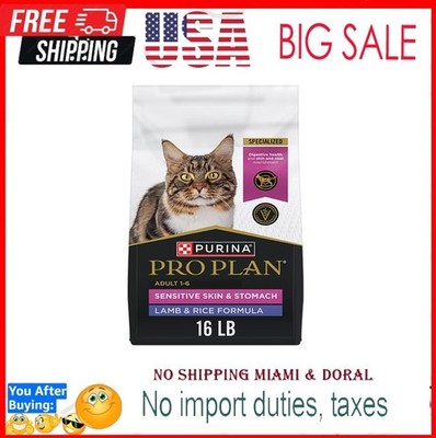 Purina Pro Plan Sensitive Skin and Stomach Cat Food, Lamb and Rice Formula - 16