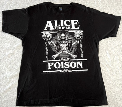 Alice Cooper Poison Black Skull Double Sided T-Shirt Size X-Large - VGUC
