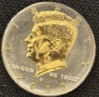 DANBURY MINT - 2012-P -UNCIRCULATED KENNEDY HALF DOLLAR -GOLD AND SILVER PLATED
