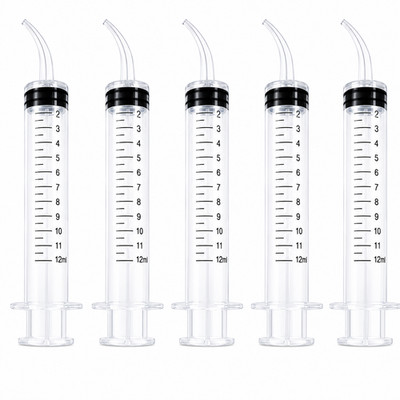 12cc Oral Dental Syringes Monoject Style Disposable Plastic Curved Tip (5 Pack)