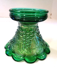 Vintage Imperial Carnival Glass Iridescent Green Grape & Leaf  Punch Bowl Base