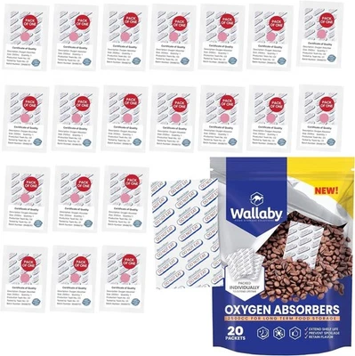 WALLABY 2500cc Oxygen Absorbers 20ct Individually Sealed for Long Term Food Storage