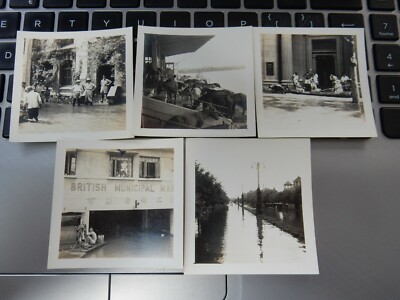 4 FOTOS TIENTSIN CHINA FLUTEN 1939, JARDINE MATHESON, POLIZEISTATION etc