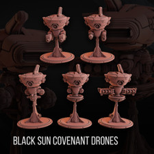 Set of 5 Black Sun Covenant Drones DakkaDakka Store/Sci-fi/Table top Miniature