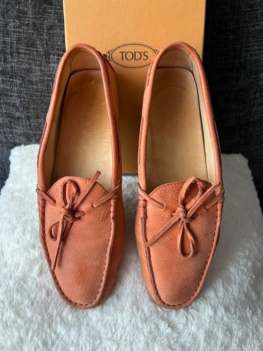 Tod's Naranja Gamuza Mocasines Zapatos de Conducción Mocasines Planos, EUR Talla 40 - Imagen 3 de 10