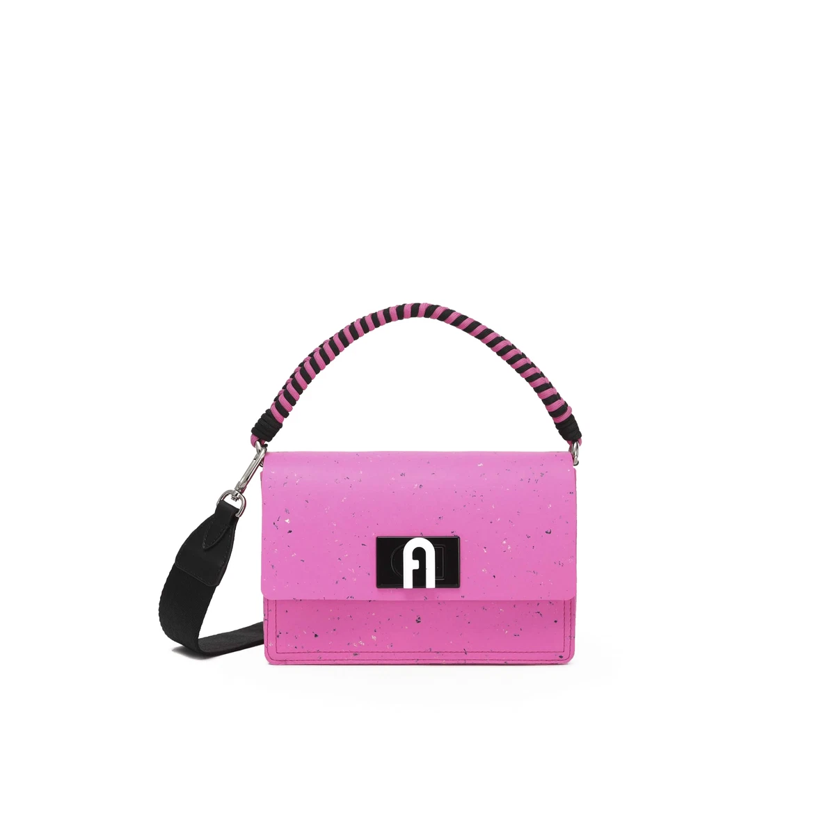 Furla Textile Logo Crossbody Bag in Black