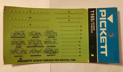 NOS Pickett Template Stencil Screw Threads 1165 - FREE SHIP!