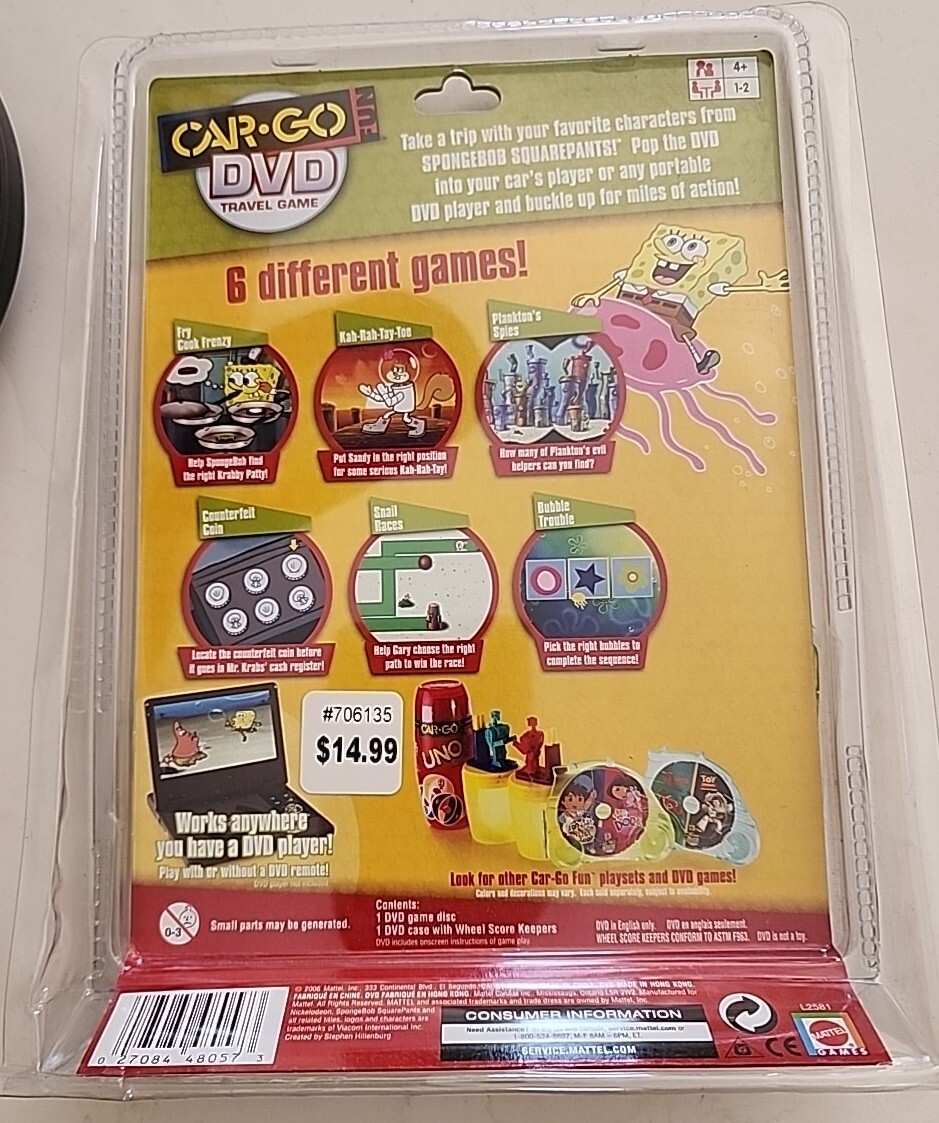 Mattel Spongebob Squarepants Car Go DVD Game Perfect for Travel | eBay