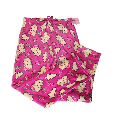 Gingerbread Hello Kitty Christmas Tree Bow Cookie Pajama Pants Sleepwear Size S