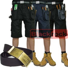 Blackrock Mens Workman Heavy Duty Cargo Work Short Combat Tool Pants FREE BELT