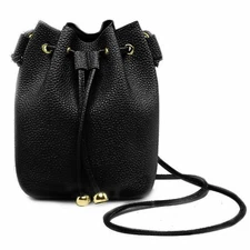 Women's Soft Bucket Crossbody Drawstring Bag Small Black, Grey, or Pink