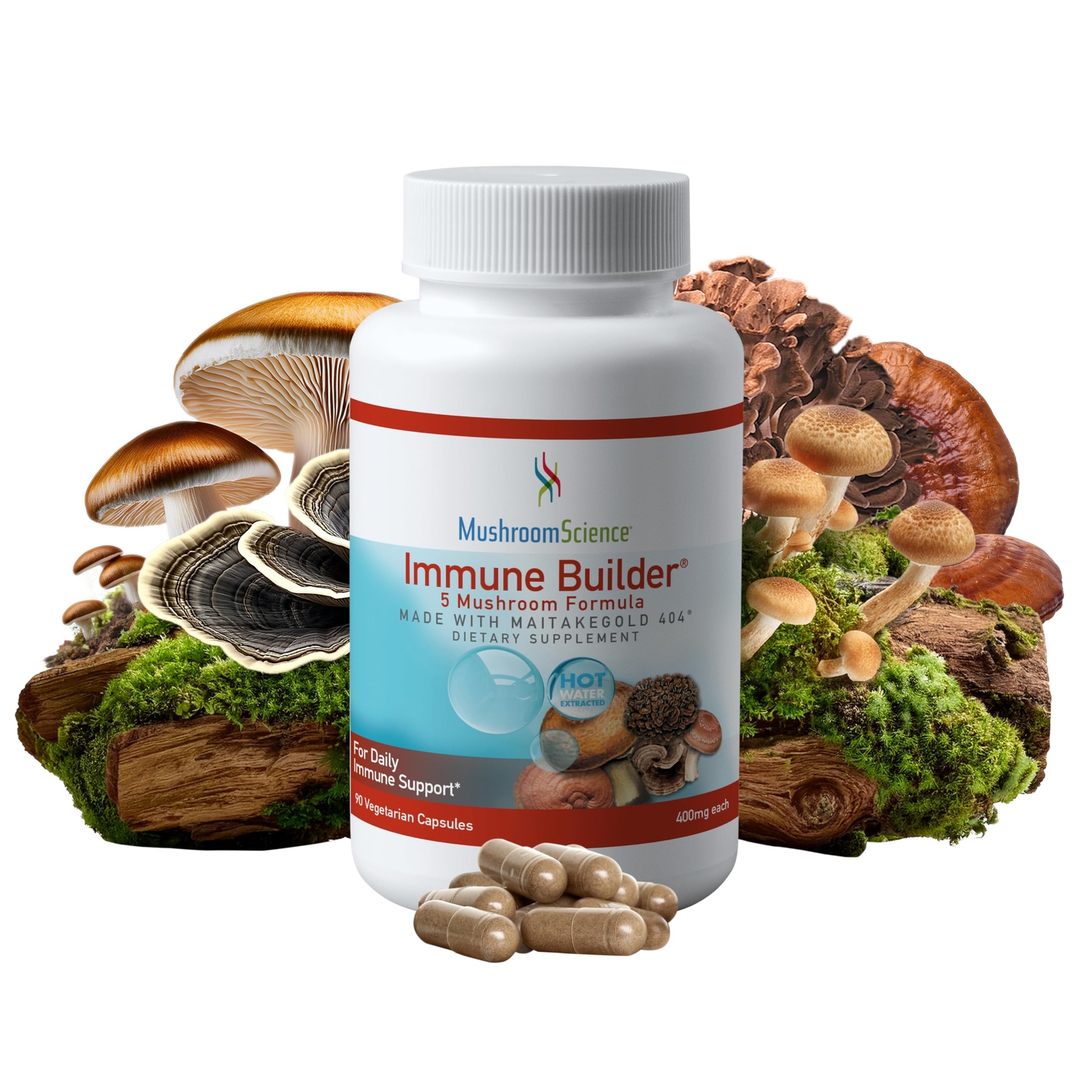MushroomScience Immune Builder Mushroom Capsules, Full Spectrum Extract with ...