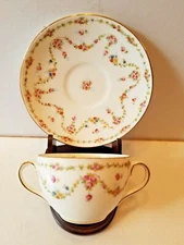 ANTIQUE Redfern & Drakeford R&D Balmoral China Doublehandle Soup Cup & Saucer