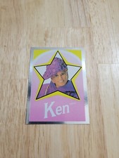 1992 Panini Mattel BARBIE PT2 Silver Foil French Sticker Card KEN