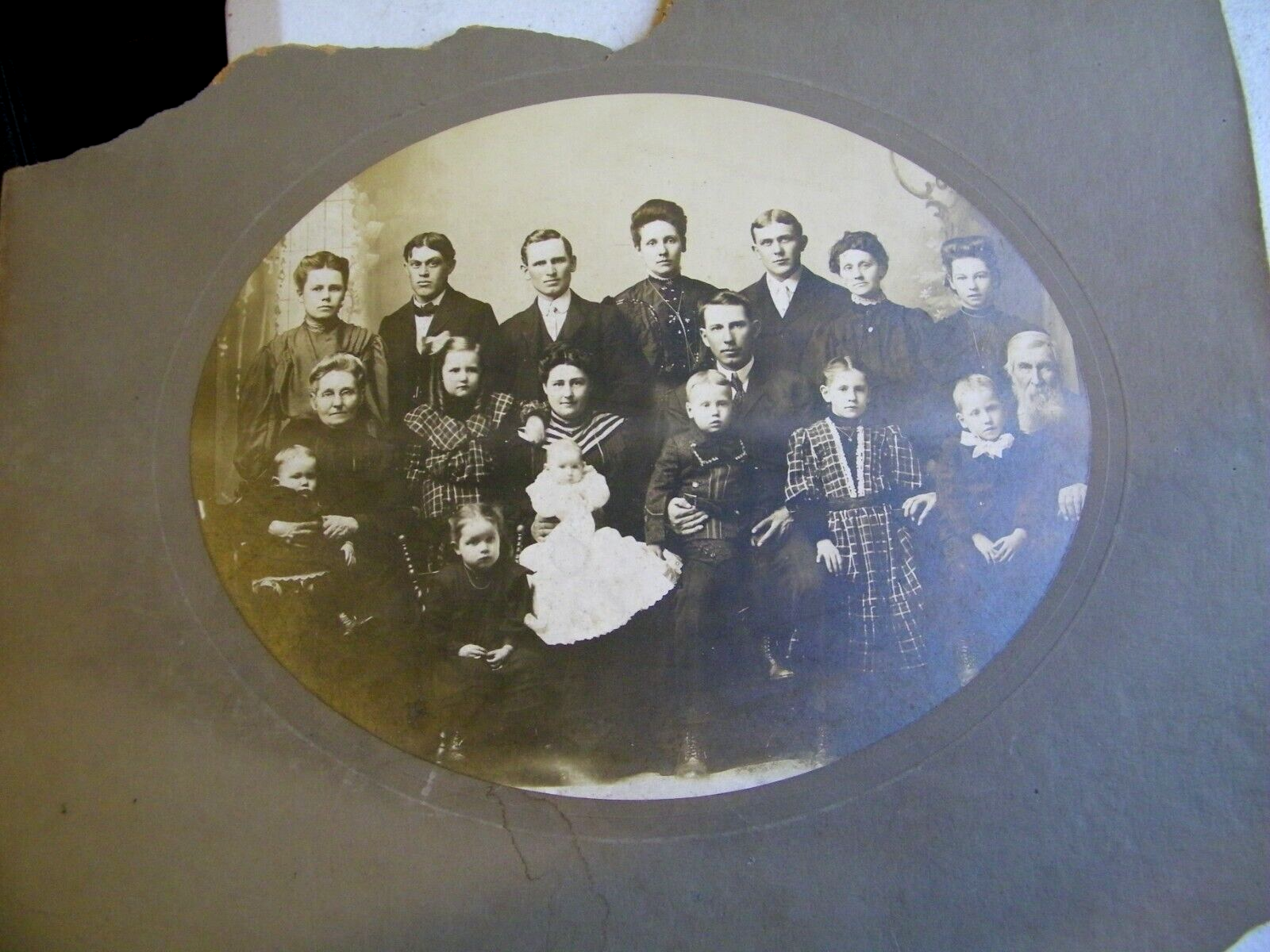 Early 1900s Vintage Family Photo Indoor Setting Real Antique Image