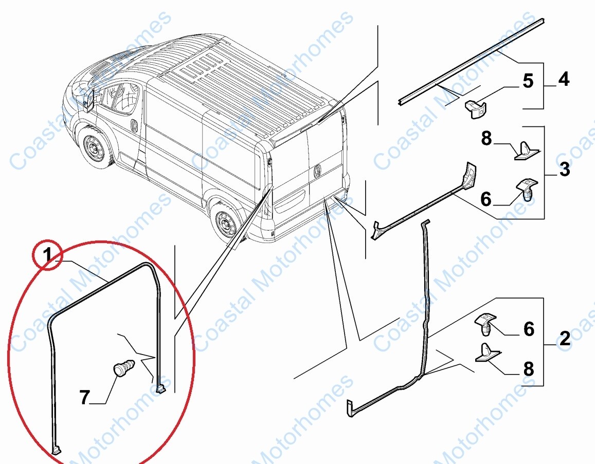 Fits Fiat Ducato Peugeot Boxer Citroen Relay Rear Door Seal H1 2006