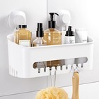 Suction Cup Shower Caddy - No-Drilling Removable Bath Organizer Shelf - White