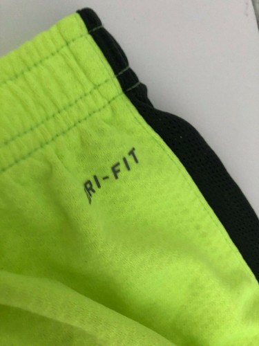 Boys 6 NIKE DRI-FIT Neon Lime Green Black LONG ATHLETIC SHORTS Active Mesh - Picture 5 of 9