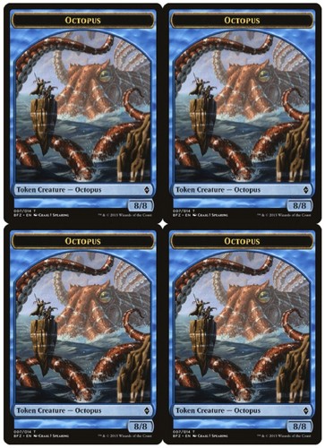 MTG Octopus Token x4 Battle for Zendikar NM Playset
