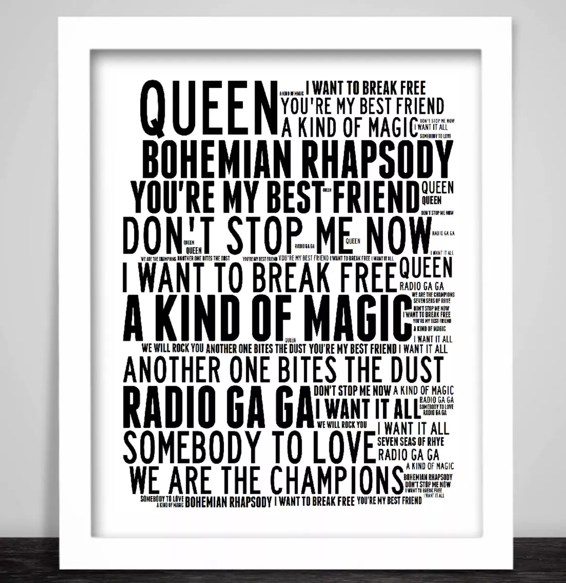 Queen lyrics print