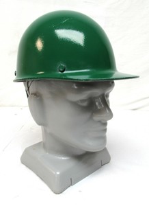 green fiberglass hard hat