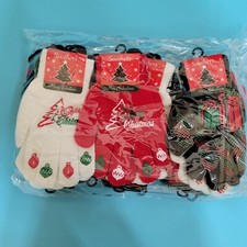 Christmas Gloves - Adults/Kids Knit Gripper-12 Pack-4 designs-Stocking Stuffers