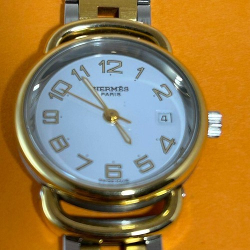 Orologio Hermes Pullman Quarzo Donna Quadrante Blu Swiss Made Tondo Usato Dal Giappone - Foto 9 di 13