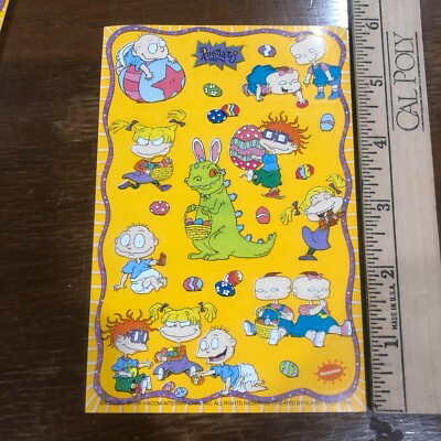 1 Sheet AGC Rugrats Easter Stickers Dyed Eggs Toys Basket Kids Egg Hunt Spring