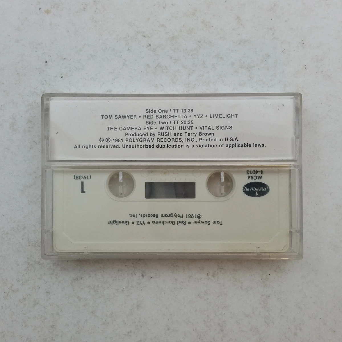 RUSH Moving Pictures MCR414013 Cassette Tape | eBay