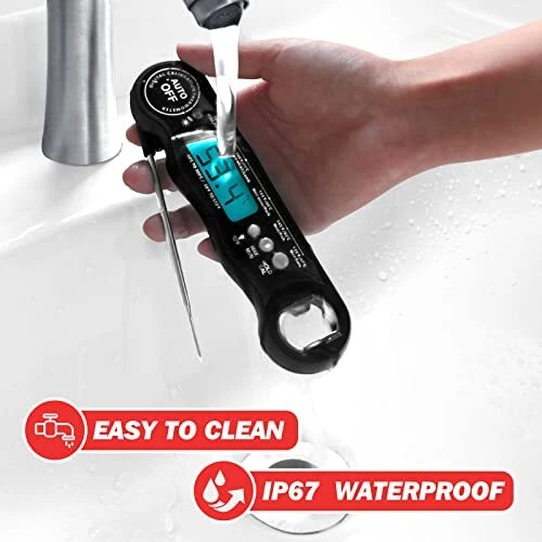 Meat Thermometer Instant Read Digital Kitchen Thermometer BBQ Thermometer Black