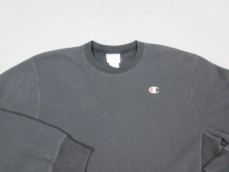 Suéter Champion Mujer Adulto Pequeño Negro Recortado Tejido Inverso Logo Damas Foto 3 de 4