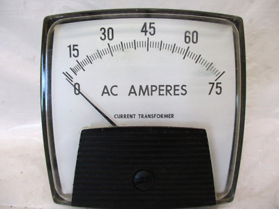 0-75 AC Amperes Meter Process Measurement Co. P/N 250340LSPB Current Tr  A6499LR