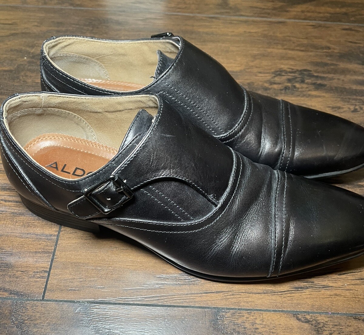 ALDO Men's Black Oxford Dress Shoe Palia Monk-Strap Dress