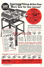 1950 Advert SEARS 'Craftsman' Tilting-Arbor Bench Saw #2 Original Print Ad 735J