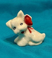 Westie Dog Figurine White Scottie Terrier Hand Painted Red Bow VINTAGE
