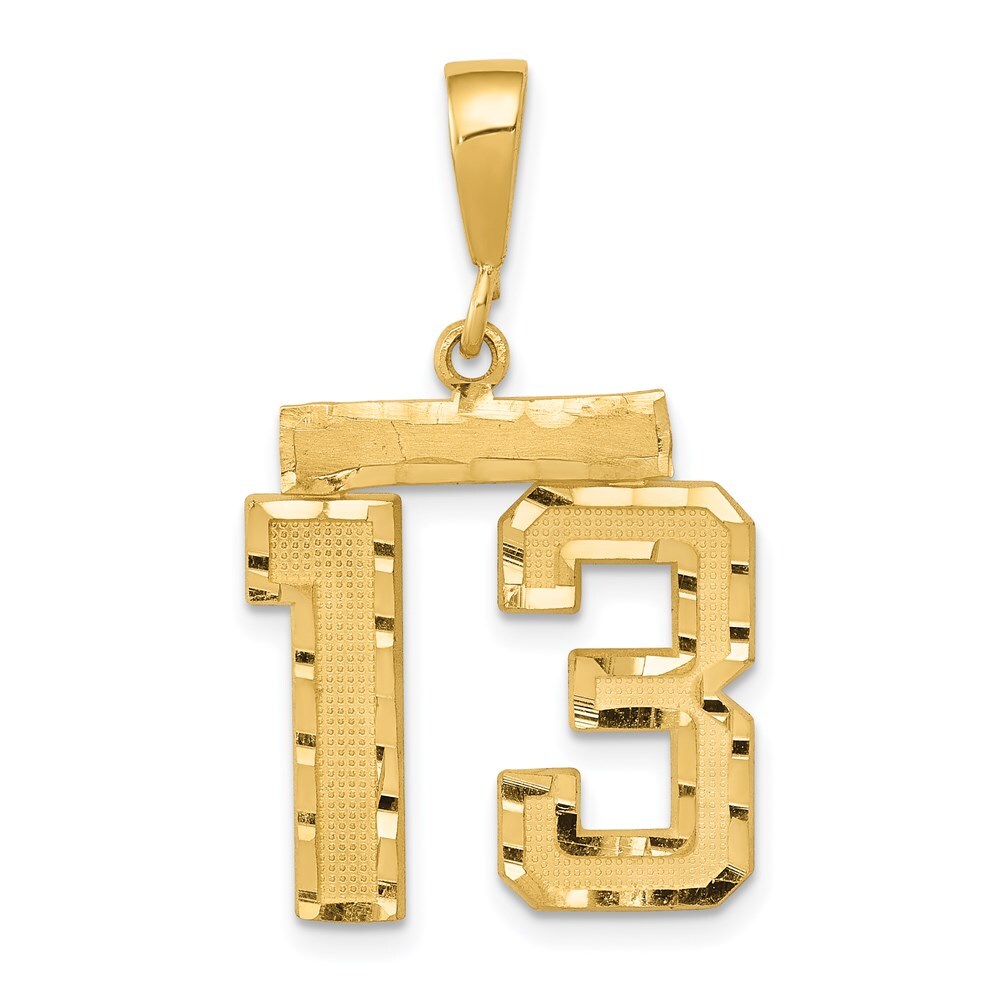 14K Yellow Gold Medium Shiny-Cut Number 13 Charm | eBay