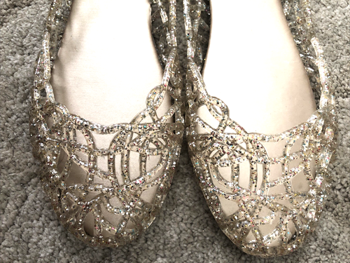 Glaze Women's shoes sandals glitter clear-silver jelly slip on size 10 - Picture 6 of 7