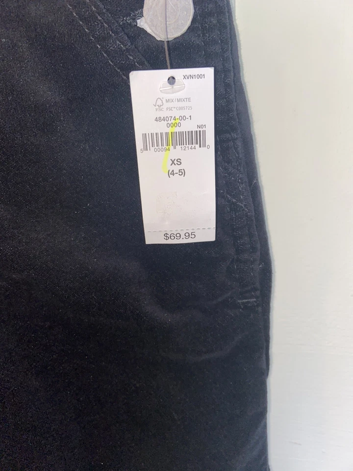 Mono con tirantes negro terciopelo talla XSmall 4/5 RTL $69 NUEVO CON ETIQUETAS GAP para niñas Foto 3 de 4