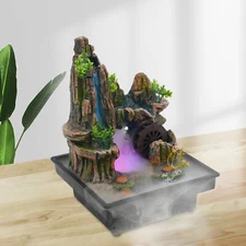 LED Waterfall Atomizer Indoor Square Tabletop Fountain for Home&Office 110V